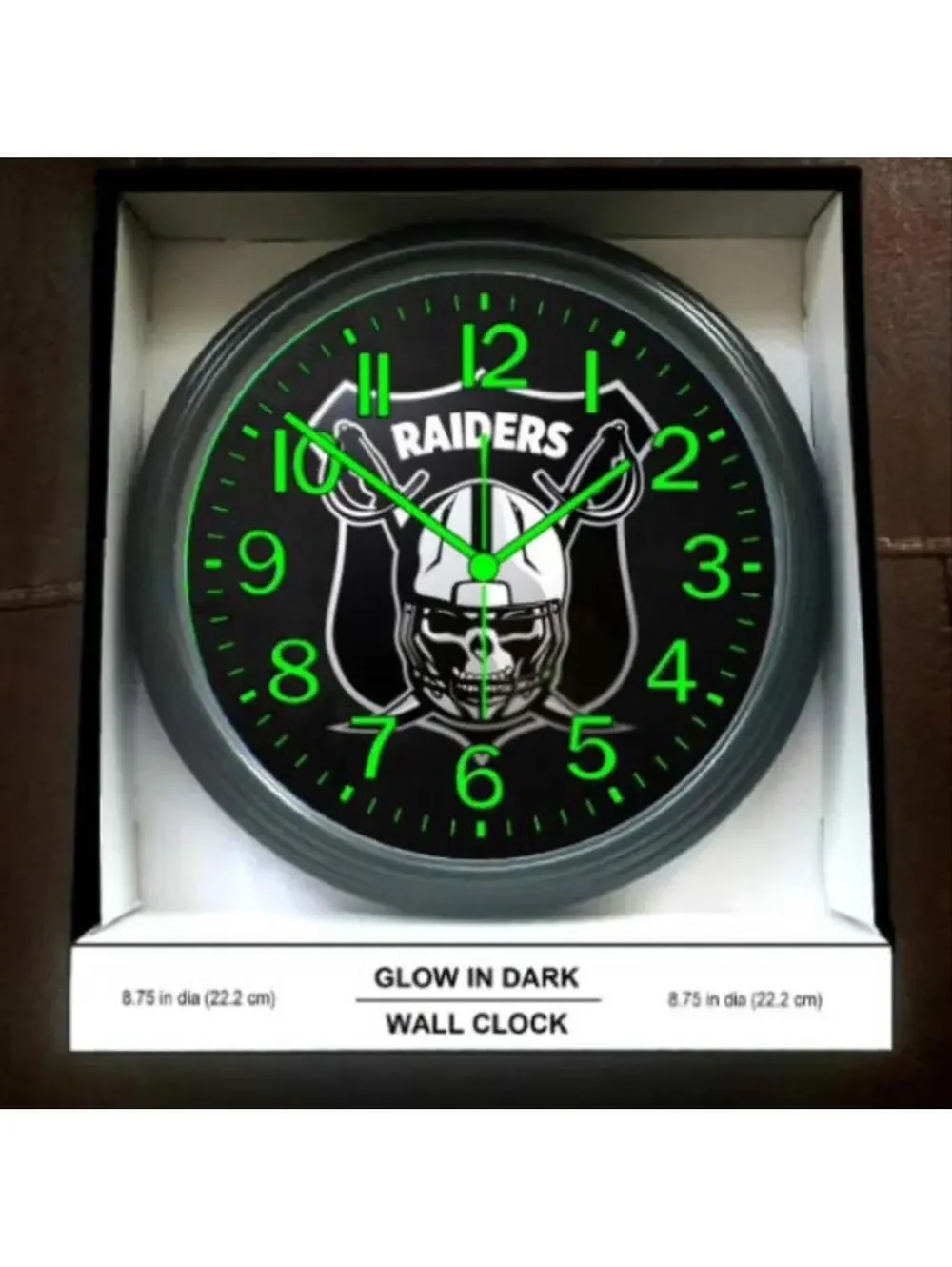 Raiders Glow In The Dark Wall Clock New!